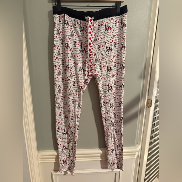 (Like New)Disneyland Paris Women's Heart Print Mickey Mouse Pajama Pants - Picture 1 of 6